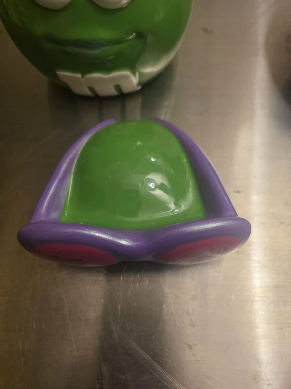 M&M'S Green Character with Pink & Purple Eye Candy Goggles
